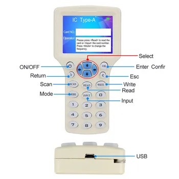 10 Dažnio NFC Smart Card Reader Rašytojas RDA Kopijuoklis 125KHz 13.56 MHz USB Fob Programuotojas Kopijuoti Saugiame Klavišą Lašas Laivybos