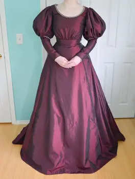 1890 Diena Suknelė Viktorijos gotika steampunk kamuolys suknelė pilietinio karo pietų gražuolė suknelė popietę suknelė elegantiškas ponios kelionės suknelė