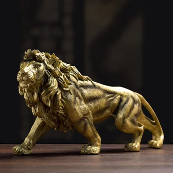 2023 Naujų Kambario Dekoro Golden Lion Retro Dervos Papuošalai TV Rakinama Namo Stalas Biuro Apdailos Reikmenys, Skulptūros, Statulėlės Deco