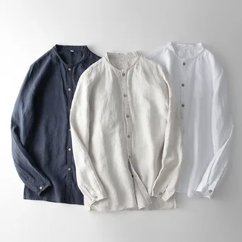 2023 pavasario vasaros Vyrų mados atsitiktinis natūralios lino Paprasta verslo ir laisvalaikio dizaino marškinėliai palaidinė