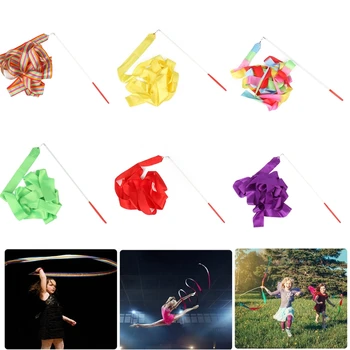 2m Salė, Šokių Kaspinai Ritminės Gimnastikos Įranga Rainbow Stick Twirler Baleto Meno Atšaka Vaikams