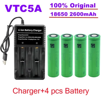 Aukštos Nutekėjimo VTC5A 18650 baterija Li-ion Ličio Baterija didelės Talpos, 2600mAh, Žibintuvėlis priekinis žibintas Sony baterijų+USB įkroviklis