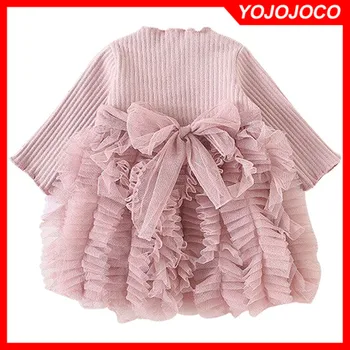 Baby girl dress 0-4Y pavasarį ir rudenį ilgomis rankovėmis susiuvimo gazas tutu tutu suknelė princesė dress saldus ir mielas gimtadienio suknelė
