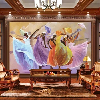 beibehang Individualų didelis freskomis mados namų apdailos spalvų Afrikos girl dance TV miegamojo sienos tapetai papel de parede