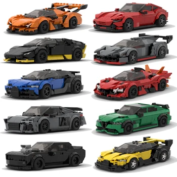 Blokų serija 8 tinklelis automobilių, superautomobilį, lenktynių, automobilių, greičio berniukas modelis, įspūdį surinkimo žaislas