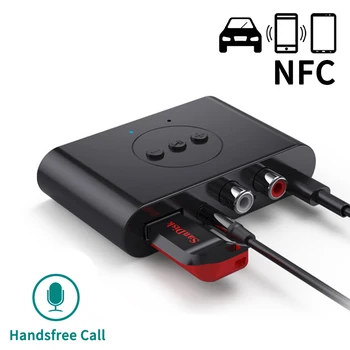 Bluetooth 5.0 Garso Imtuvas, U Disko NFC RCA 3.5 3.5 mm AUX-Jack Stereo Muzikos Belaidžio ryšio Adapteris su Mikrofonu Už Automobilinis Garsiakalbis