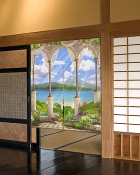 Ežero, Pievų, Miško Trumpas Virtuvės Durų Užuolaidos Japonų Stiliaus Kavinė Restoranas Apdailos Pasiskirstymo Uždanga