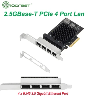IOCREST 2.5 Gigabit Quad Port PCIe RJ45 Lan 10/100/1000/ 2500Mbps 