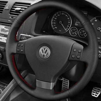 Juodos spalvos Mikropluošto Odos Rankomis susiuvami Automobilio Vairo Dangtelis Volkswagen Golf 5 Mk5 GTI VW Golf 5 R32 Passat R GT 2005