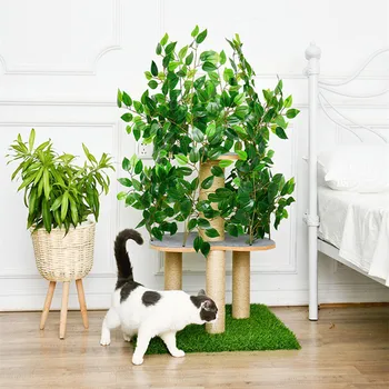 Katė Braižymo Po Medžių Lapai Supjaustyti Žalia Kačiukas Veiklos Namas Multi-Lygio Patalpų Kačių Namu Katė Imituoti Medžio Bokštas