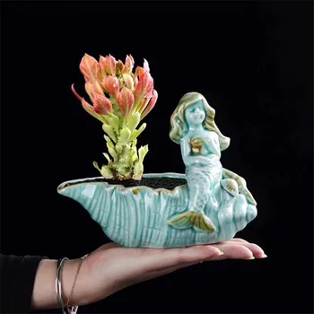 Keramikos Mielas Animacinių Filmų Paprasta, Spalvos Jūros Vandens Succulents Augalų Puodą Kvėpuojantis Gėlių Puodą Sodas Sodinamosios Office Bonsai Namų Puošybai