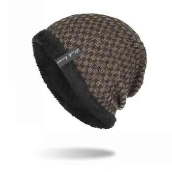Korėjos versija banga megztų vilnonių skrybėlę žiemos plius aksomo išlaikyti šiltas, AB verpalų ilgai etiketės apsidraudimo vyriški lauko skrybėlę WM053