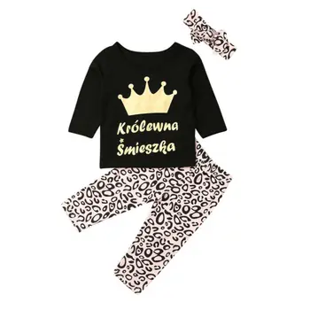 Kūdikių Drabužiai 2019 Princesė Naujagimiui Mergina Drabužius Viršūnės T-Shirt+Leopard Antblauzdžiai Kelnės Apranga