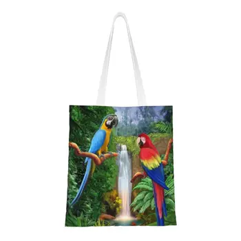 Mados Macaw Atogrąžų Papūga Paukščių Prekybos Totalizator Krepšiai Perdirbimo Psittacine Paukščių Bakalėjos Drobės Peties Shopper Bag