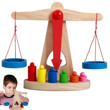Montessori mokymo priemonių svarstyklių vaikų ankstyvojo ugdymo švietimo žaislai svoriai žaislai balansas mediniai žaislai
