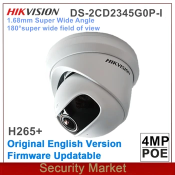 Originalus Hikvision DS-2CD2345G0P-aš 4MP IR 1.68 mm POE Super Plataus Kampo Fiksuotas mini Bokštelio Tinklo Kameros
