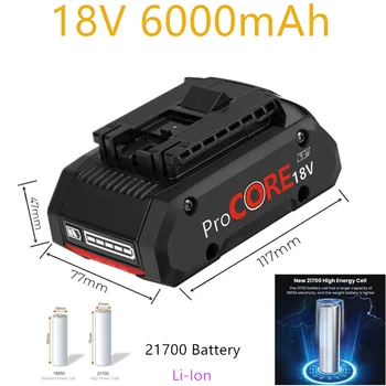 Pagerėjo 18V 6.0 Ah Li-Ion Baterijos Procore 1600A016GB 18 Volt Max Bevieliuose Elektros Įrankis, Gręžimo karūnos,2100 Ląstelių Built-in