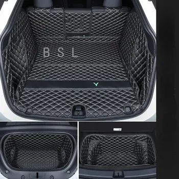 Priekiniai Ir Galiniai Automobilio Bagažo Skyriaus Kilimėlis Tesla Model Y Full Surround Mikropluošto Odos Apsauginę Juostelę Interjeras Modifikacijos, Priedai