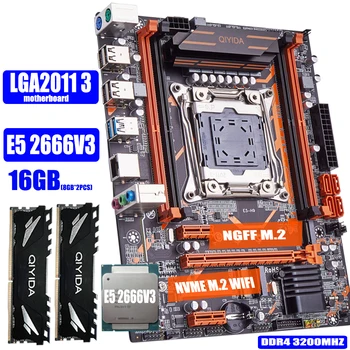 QIYIDA x99 Plokštė rinkinys LGA2011-3 Xeon E5 2666 V3 2*8GB DDR4 3200 NON-ECC 4 kanalų NVME USB3.0 E5 H9