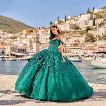 Reljefiniai Quinceanera Suknelės Kamuolys Suknelė Nuo Peties Tiulio Appliques Meksikos Saldus 16 Suknelės Charro 15 Anos