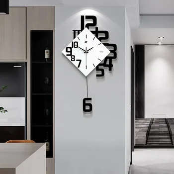 Stilingas ir paprastas sieninis laikrodis kambarį Šiaurės kūrybos mediniai silent apdailos buitiniai laikrodžiai laikrodžiai