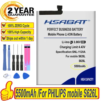 Top Brand 100% Naujas 5500mAh Baterija PHILIPS mobiliojo S626L modelis S626L Baterijas + nemokamas įrankiai