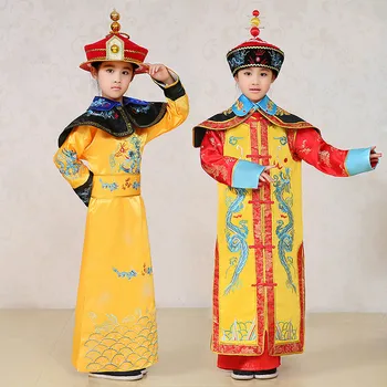 Vaikai Čing Dinastijos Imperatorius Kostiumu Mergina Karalienė Šokių Suknelė Vaikams Kinų Ming Princas Cheongsam Kanas-B Imperial Skraiste Kostiumas 18
