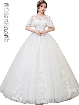 Vestuvių Suknelės, Elegantiški Samtelis Kaklo Vestido De Noiva Klasikinis Nėriniai Kamuolys Suknelė Plius Dydžio Drabužius De Mariee 2023