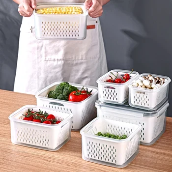 Šaldytuvas StorageFridge Organizatorius Šviežių Daržovių, Vaisių Dėžės Nutekėjimo Krepšelį Sandėliavimo Konteineriai Sandėliukas Virtuvė
