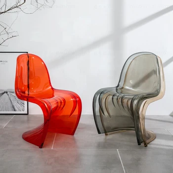 Šiuolaikinės Permatomas Valgomojo Kėdės akrilo Kūrybinis Dizainas, restorano Baldai, prabangūs plastikiniai Atsipalaiduoti Laukia Kėdė S-tipo sėdynės