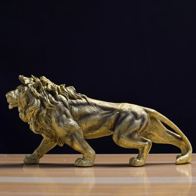 2023 Naujų Kambario Dekoro Golden Lion Retro Dervos Papuošalai TV Rakinama Namo Stalas Biuro Apdailos Reikmenys, Skulptūros, Statulėlės Deco1
