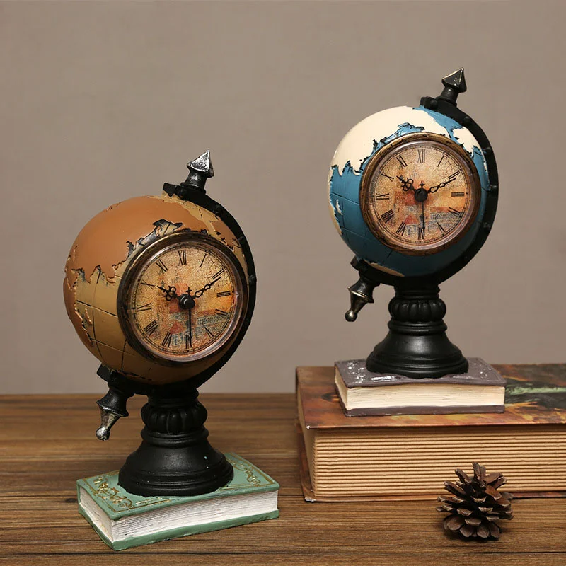 Darbalaukio Ornamentu Derliaus Laikrodis Globe Modelio Namus Kambarį Kabineto Veranda Sėdynės Office Papuošalai1