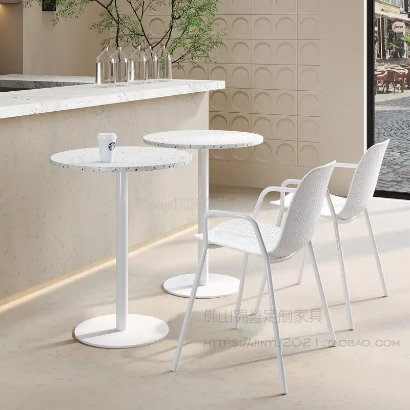 Desertas, pieno arbata parduotuvė baltas stačiakampis stalas lauko kavinė dirbtinio akmens stalo popietės arbata kepimo stalas ir kėdė2