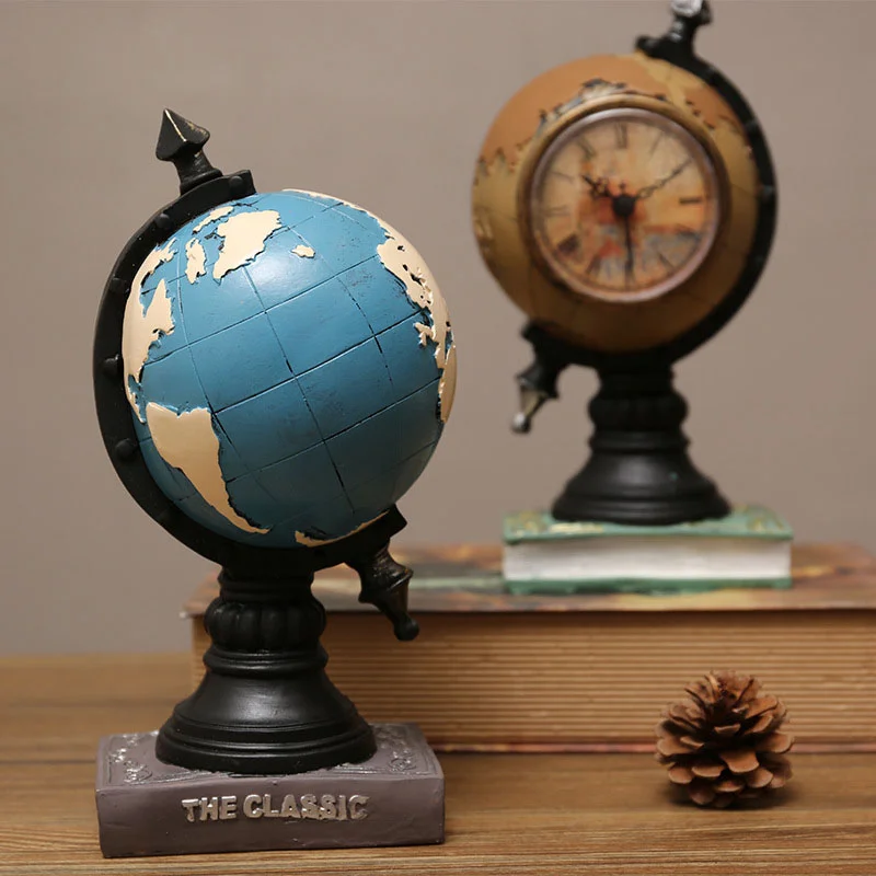 Darbalaukio Ornamentu Derliaus Laikrodis Globe Modelio Namus Kambarį Kabineto Veranda Sėdynės Office Papuošalai2