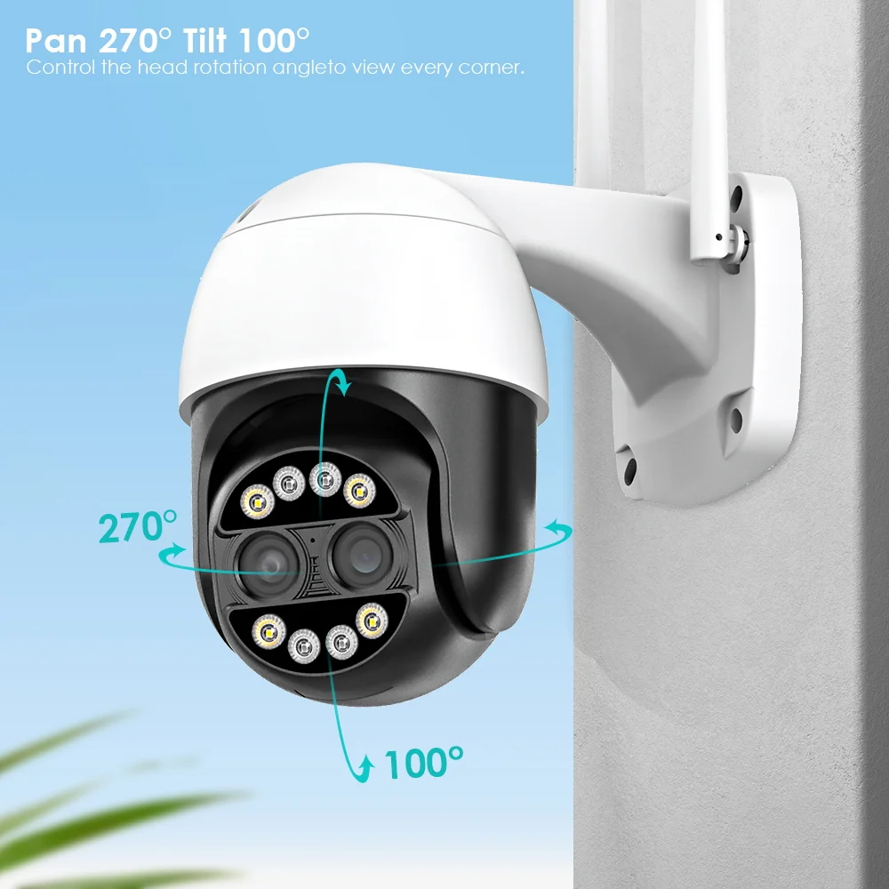 8MP 4K 2.8+12mm Dvigubo Objektyvo PTZ Wi-fi IP Kamera 8x Priartinimas Hybrid AI Žmogaus Aptikimo Garso Lauko Apsaugos Vaizdo Stebėjimo Kameros3