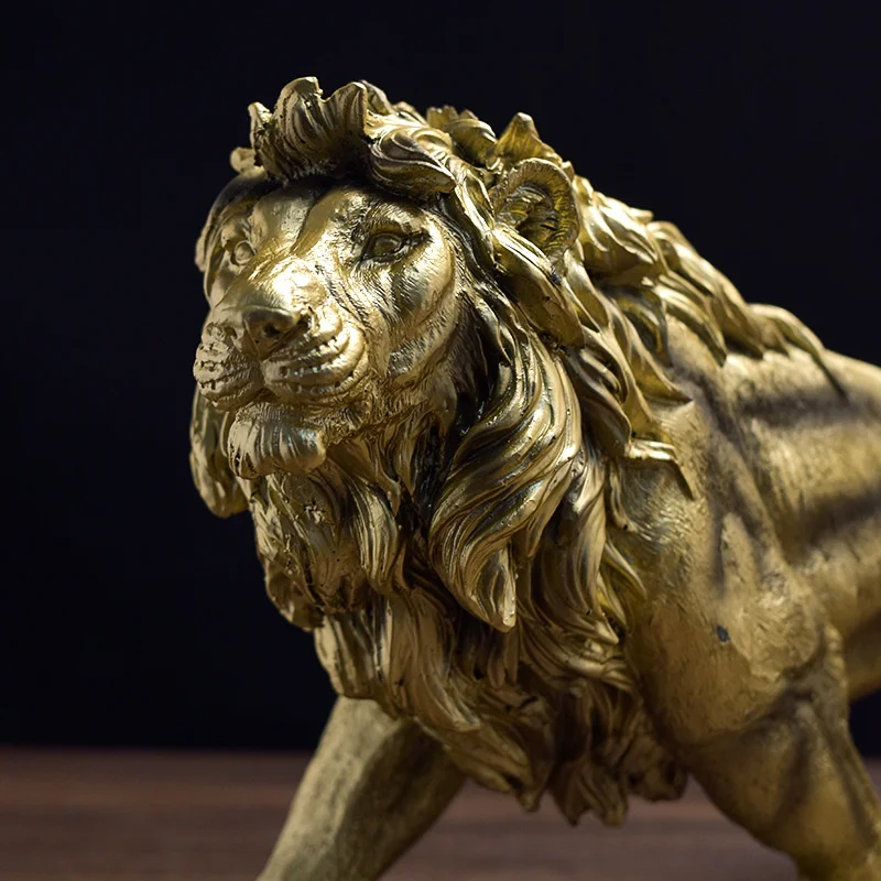 2023 Naujų Kambario Dekoro Golden Lion Retro Dervos Papuošalai TV Rakinama Namo Stalas Biuro Apdailos Reikmenys, Skulptūros, Statulėlės Deco3