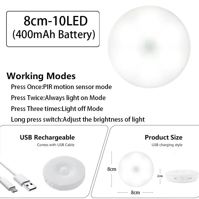 Belaidžio LED Judesio Jutiklis Šviesos Naktinis Apšvietimas Miegamajame USB Įkrovimo Turas Šviesos Spinta Kambaryje Eilėje Indukcinės Lempos Naktį Žibintai3