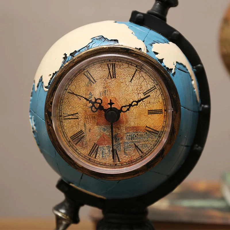 Darbalaukio Ornamentu Derliaus Laikrodis Globe Modelio Namus Kambarį Kabineto Veranda Sėdynės Office Papuošalai3