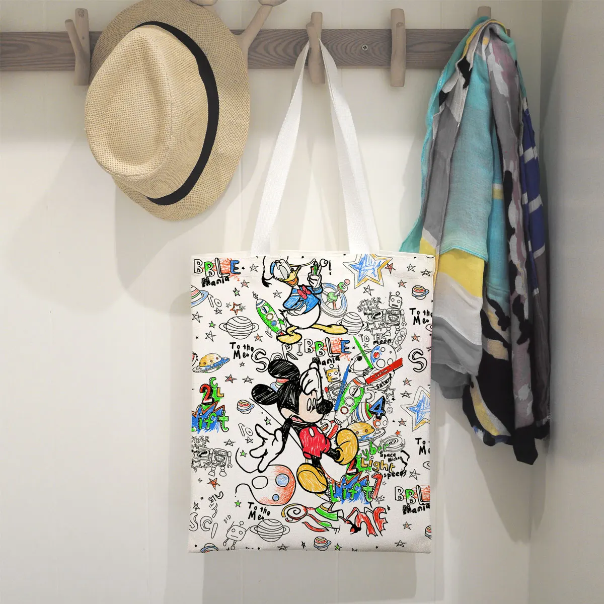 Mickey Mouse Ekologinio Maišą Disney Pirkinių Krepšys Moterims Canvas Tote Krepšiai Mielas Animacinių Filmų Daugkartinio Naudojimo Pirkėjo Pečių Krepšiai, Laisvalaikio Rankinės5