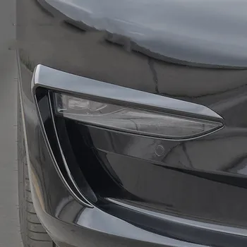 1 Pora Priekinis Peilis Apdaila Už Tesla Model 3 2017 - 2021 Rūko Žibinto Rėmelis Priedai ABS Anglies Pluošto, Automobilių Reikmenys